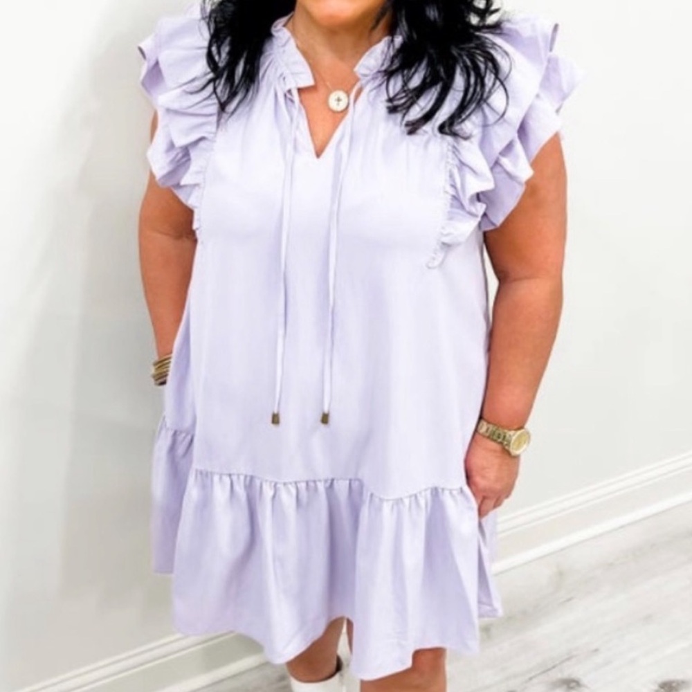 Umgee Lavender Ruffle Midi Dress